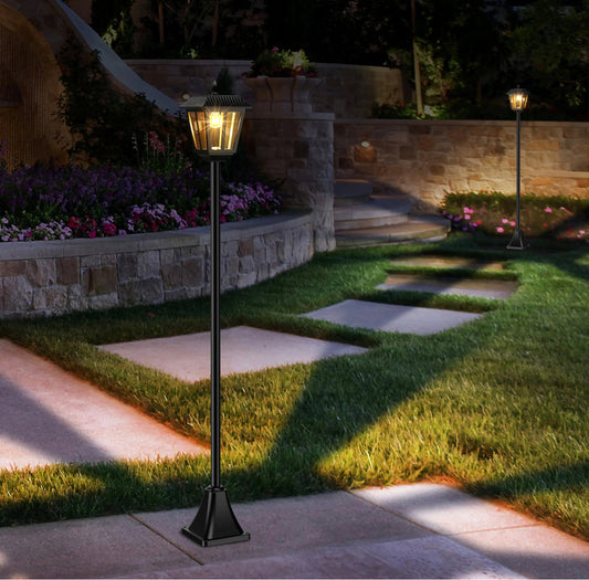 Lot de 2 lampadaires solaires Lighteme, lumière vintage blanc chaud