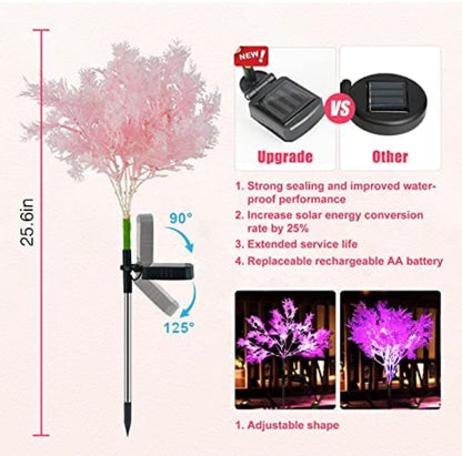 2-Pack - Lighteme Solar Flowers Pink Rime Flower Design, Solar Powered Flowers Light Dusk to Dawn