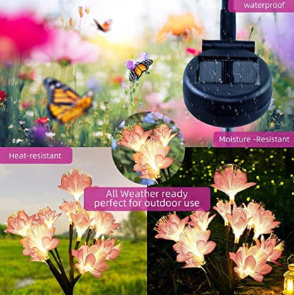 2 Pack - Lighteme Garden Solar Floral Lights Powered Waterproof 2 Lighting Modes Twinkling and Steady Landscape