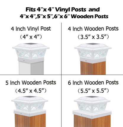 Lot de 2 lampes solaires pour poteaux d'extérieur en verre Lighteme, 2 modes, 8 LED, pour poteaux de 4 x 4, 5 x 5 et 6 x 6, clôture, terrasse, décoration, blanc chaud/blanc froid 