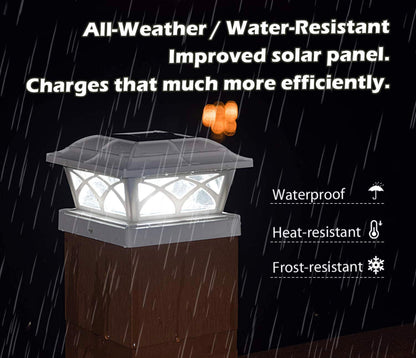 Lot de 2 lampes solaires pour poteaux d'extérieur en verre Lighteme, 2 modes, 8 LED, pour poteaux de 4 x 4, 5 x 5 et 6 x 6, clôture, terrasse, décoration, blanc chaud/blanc froid 