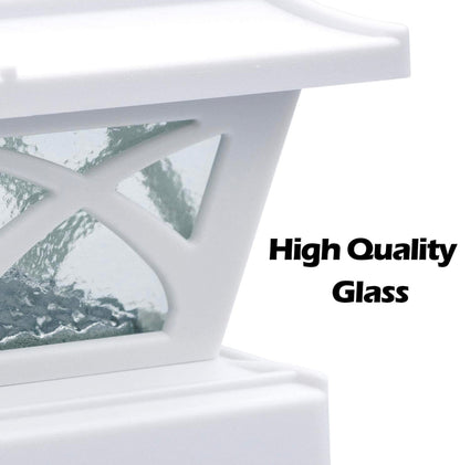 Lot de 2 lampes solaires pour poteaux d'extérieur en verre Lighteme, 2 modes, 8 LED, pour poteaux de 4 x 4, 5 x 5 et 6 x 6, clôture, terrasse, décoration, blanc chaud/blanc froid 