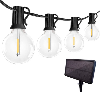 Guirlande lumineuse solaire d'extérieur à LED Lighteme Pro 27 pi – Étanche, ampoules à filament rétro Edison G40 – Blanc chaud 