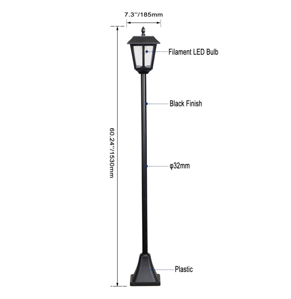 Lot de 2 lampadaires solaires Lighteme, lumière vintage blanc chaud