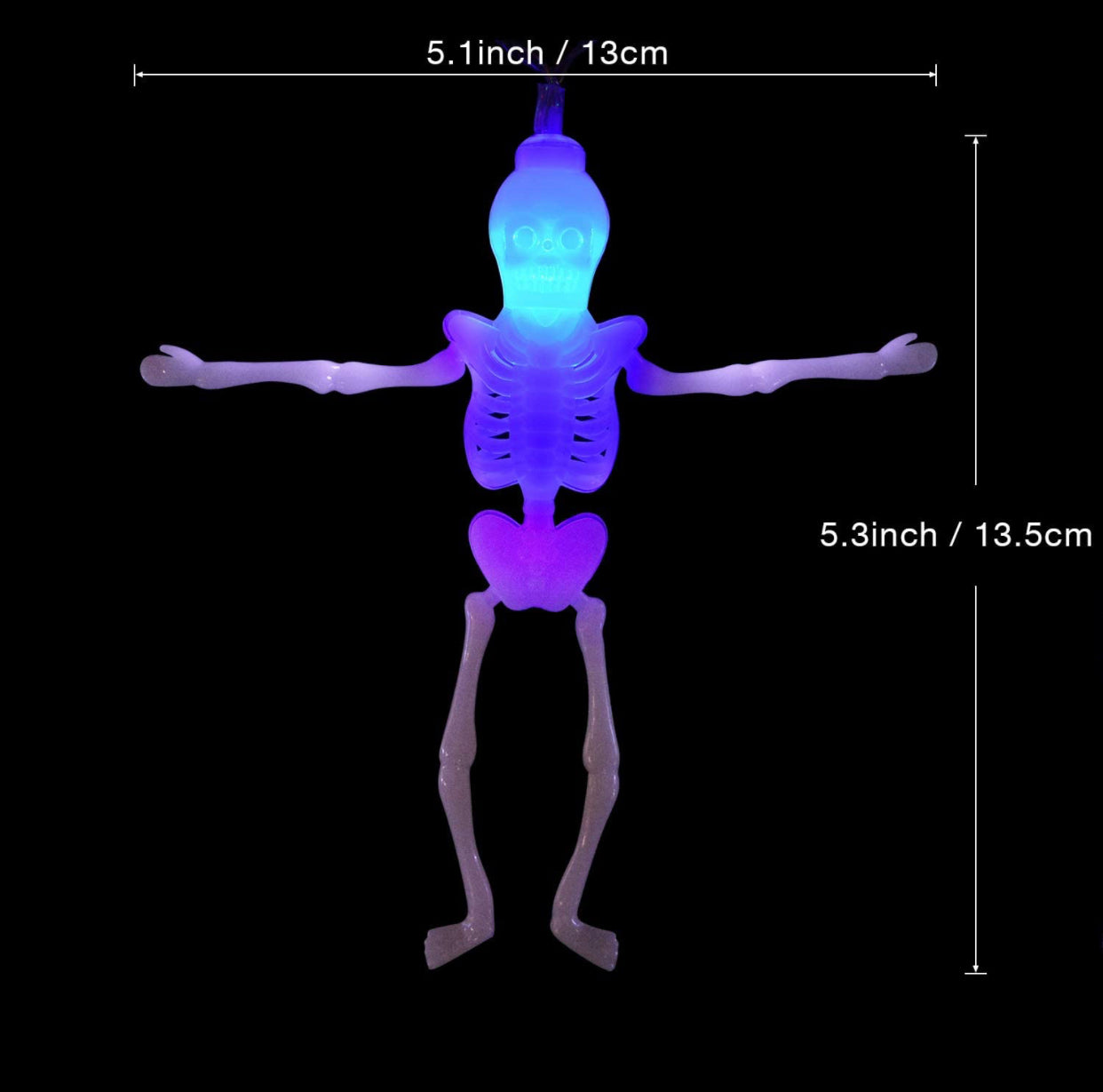 Lighteme 10Ft Solarbetriebene Skelettlichter Halloween Lichterkette -20LEDs 2 Beleuchtungsmodi