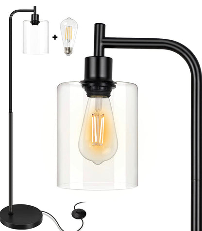 Lighteme Industrielle Stehlampe, Moderne Stehlampen mit hängendem Klarglasschirm 