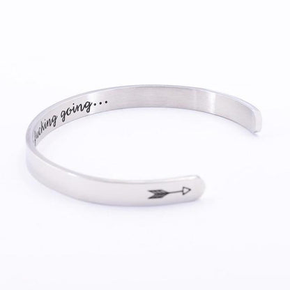 Ihrtrade "Keep Fucking Going" Inner Engraved Inspirational Cuff Bracelet Bangle,Garden Light Solar