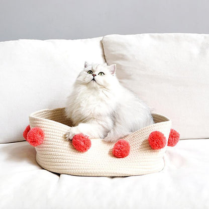 Nid pour chat en seau à pompons style nordique Lighteme (5 couleurs)