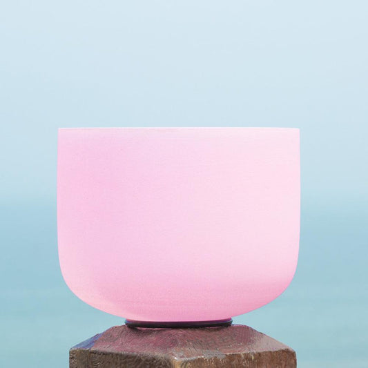Pink Crystal Singing Bowl 8"~12" Chakra Frosted Quartz Sound Healing Bowl Meditation - HLURU.SHOP