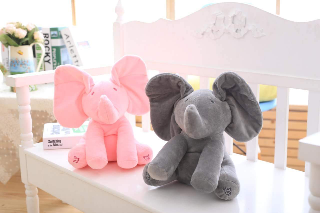 Éléphant en peluche animé Lighteme Peek-a-Boo, parlant et chantant