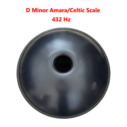 King Handmade Customized 22 Inches 9 Notes D Minor Amara/Celtic Scale Stainless Steel / Nitride Steel Handpan Drum, Available in 432 Hz and 440 Hz - Gold-plated Sound Area