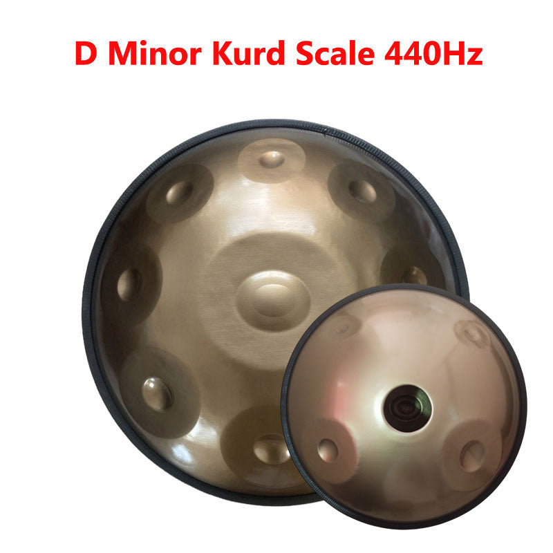Lighteme Customized Kurd D Minor High-end Stainless Steel Handpan Drum, Available in 432 Hz and 440 Hz, 22 Inch 13(9+4) Notes Percussion Instrument