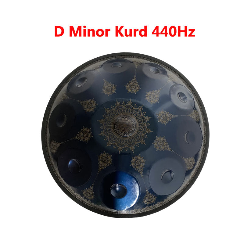 Lighteme Handpan Drum Handmade Kurd Scale D Minor 22 Inch 10 Notes, Available in 432 Hz and 440 Hz, Featured High-end Nitride Steel Percussion Instrument - Laser engraved Mandala pattern. Never fade.