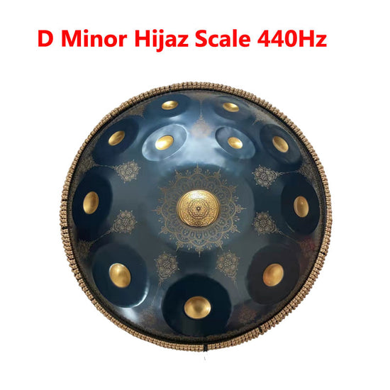 MiSoundofNature Customized Royal Garden Handmade Handpan Drum Hijaz D Minor 22 Inch 9/10/12 Notes Nitride Steel, Available in 432 Hz and 440 Hz
