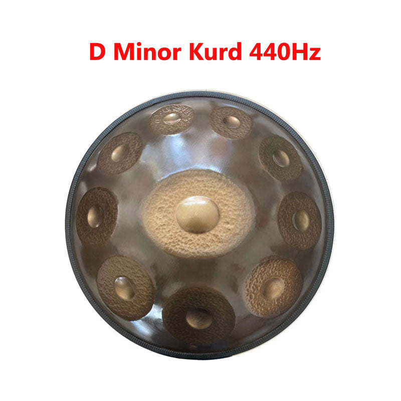 Lighteme Handmade High-end 22 Inches 10 Tone Nitride Steel Handpan Drum, Kurd Scale D Minor, Available in 432 Hz and 440 Hz