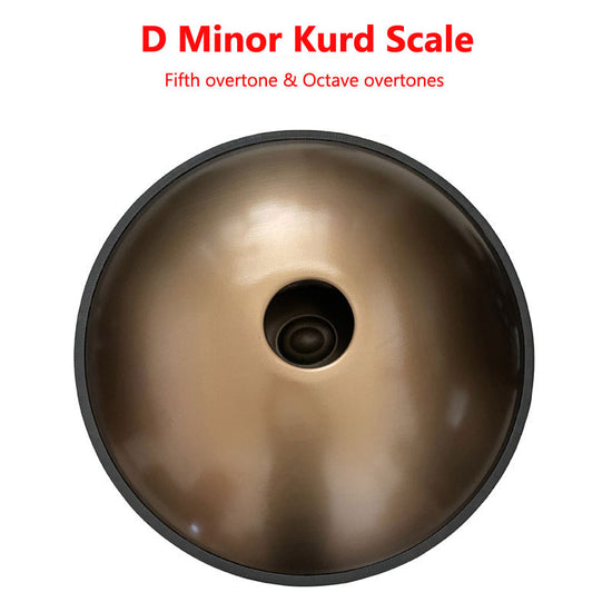 MiSoundofNature Sun God Handmade Hammering High-end 22 Inches 10 Tones Nitride Steel Handpan Drum, Kurd / Celtic Scale D Minor, Available in 432 Hz and 440 Hz