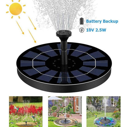 Lighteme Solar Fountain Pump 2.5W Circle Floating Solar Water Fountains Pump Built-in Battery Backup with 6 Nozzles