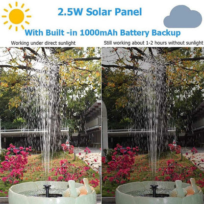 Lighteme Solar Fountain Pump 2.5W Circle Floating Solar Water Fountains Pump Built-in Battery Backup with 6 Nozzles