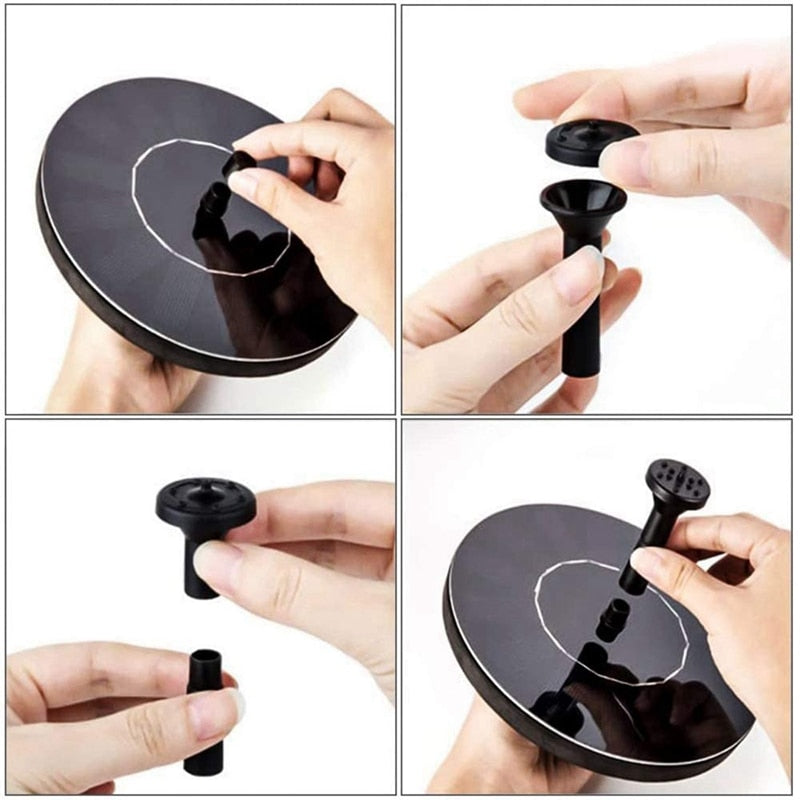 Lighteme Solar Fountain Pump 2.5W Circle Floating Solar Water Fountains Pump Built-in Battery Backup with 6 Nozzles