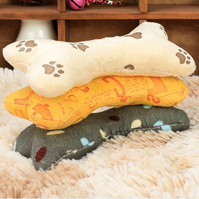 Lighteme Haustier Hunde Quietschspielzeug Cartoon Knochenförmiges Plüsch-Kauspielzeug (3 Farben)