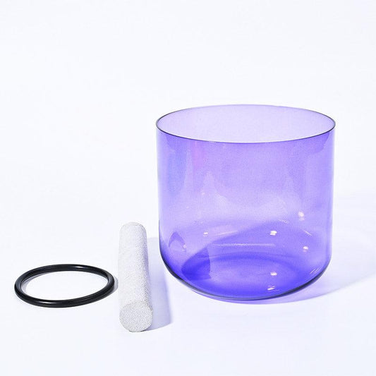 Pure Color Clear Crystal Singing Bowl Alchemy Quartz Sound Bowl, Purple And Yellow - HLURU.SHOP