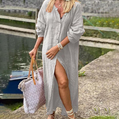 Lighteme Damen Modisches Kleid mit Knopfleiste