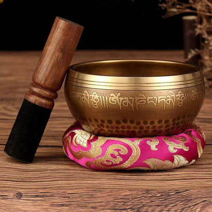 Tibetan / Nepal Handmade Singing Bowl Set - Stick, Cushion 7 Chakra Singing Bowl Set - HLURU.SHOP