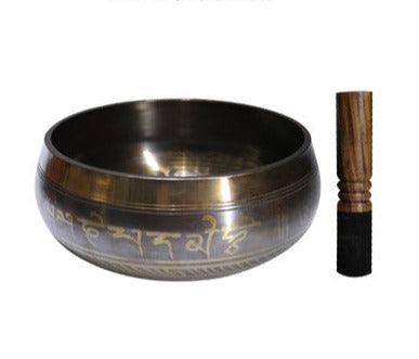 Tibetan Sound Bowl Meditation Scripture Chanting Sound Bath Bowl Singing Brass - HLURU.SHOP