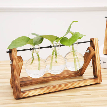 Lighteme Wooden Frame Hydroponic Vase