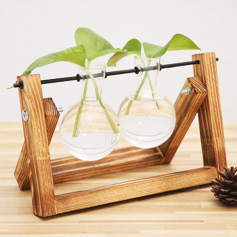 Lighteme Wooden Frame Hydroponic Vase
