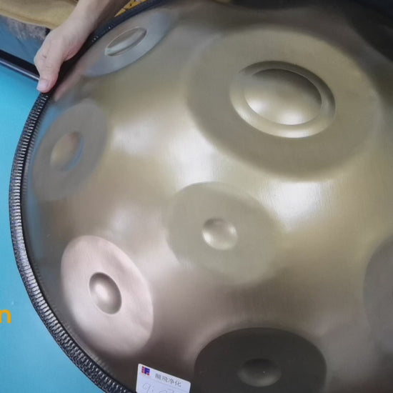 AS TEMAN Handpan Pure Golden 10 Notes D Minor Scale Hangdrum with gift set