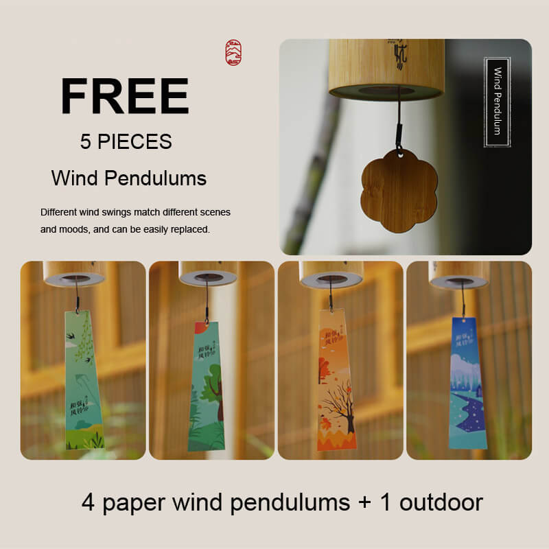Lighteme Carillón de viento de bambú para interiores y exteriores de 8 notas | Serie de temporada