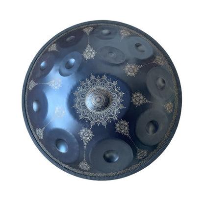 Lighteme Handpan Drum 22 Inch 12 Notes Kurd Scale D Minor, Available in 432 Hz and 440 Hz, Featured High-end Nitride Steel Percussion Instrument - Laser engraved Mandala pattern. Never fade.