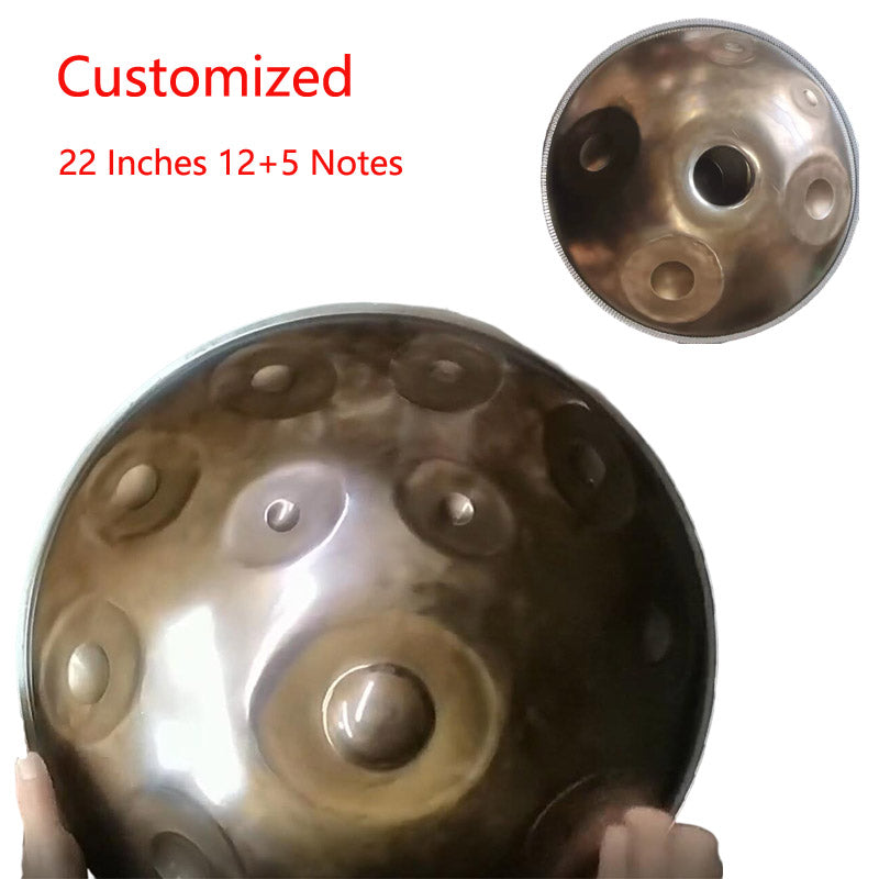 Lighteme Customized F2 Low Pygmy / F#2 Pygmy Master Version High-end Stainless Steel Handpan Drum, Available in 432 Hz and 440 Hz, 22 Inch 9/12/13/14/16/17 Notes Professional Performances Percussion Instrument