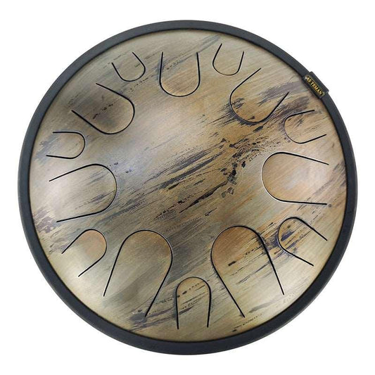 Lighteme Steel Tongue Drum | Saturn Universe Series Tank Drum for Yoga & Meditation with gift set | 14 Inch 14 Notes Golden