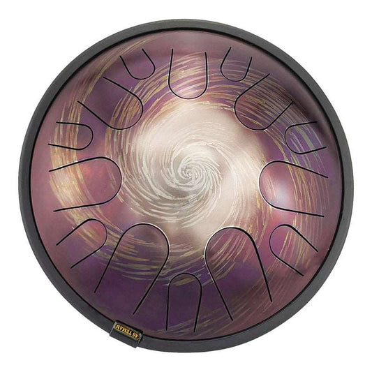 AS TEMAN Steel Tongue Drum | Black-Hole Universe Series Tanktrommel für Yoga & Meditation mit Geschenkset | 14 Zoll 14 Töne Lila