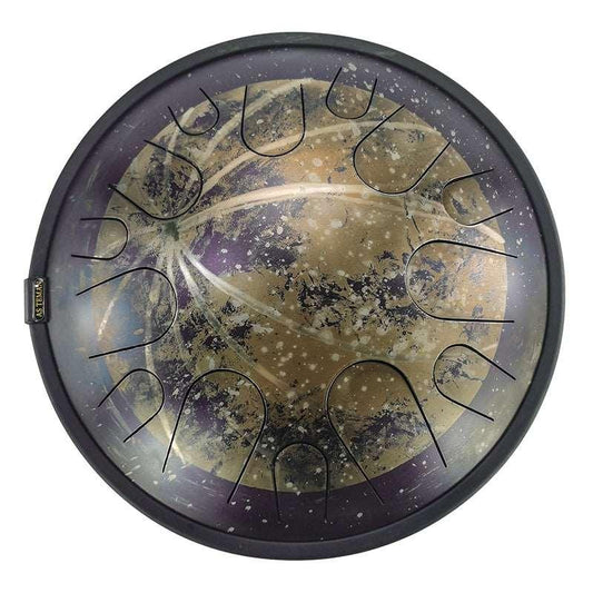 Lighteme Steel Tongue Drum | Moon Universe Series Tank Drum for Yoga & Meditation with gift set | 14 Inch 14 Notes Golden