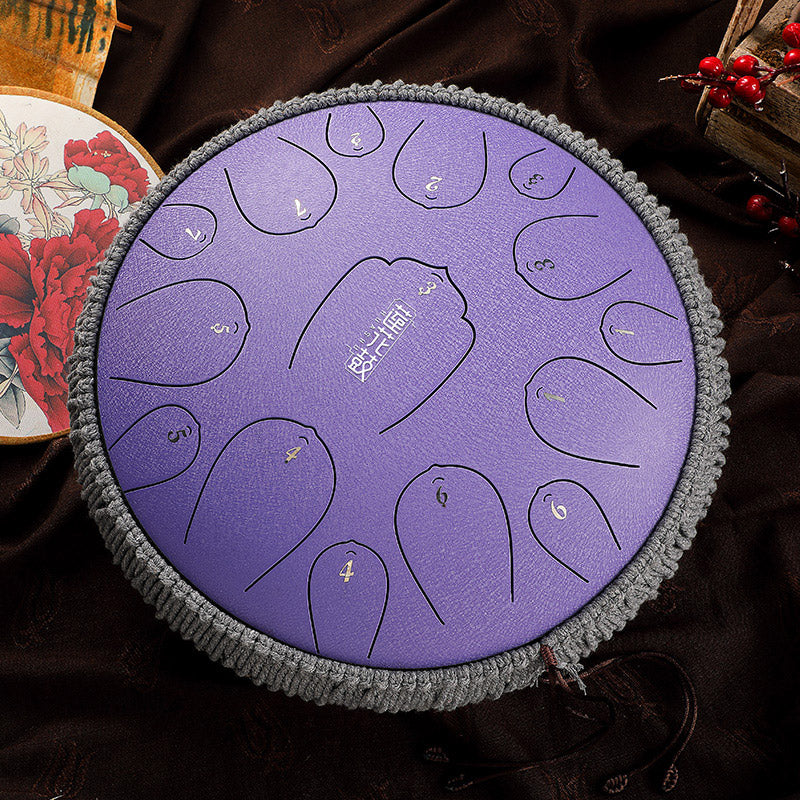 Lighteme Huashu Upgrade Lotus Carbon Steel Tongue Drum 13 Inches 15 Notes D Key (C KEY Can Be Customized)