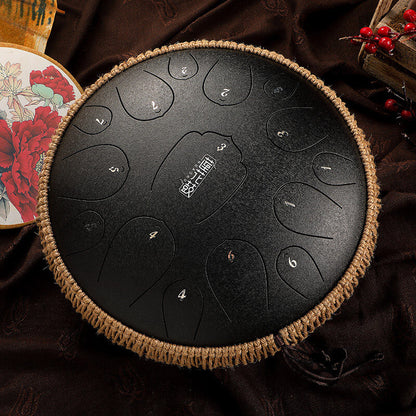 Lighteme Huashu Upgrade Lotus Carbon Steel Tongue Drum 14 Inches 15 Notes D Key (C KEY Can Be Customized)