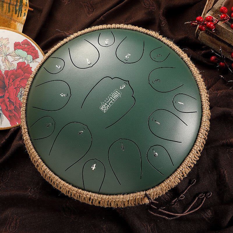 Lighteme Huashu Upgrade Lotus Carbon Steel Tongue Drum 14 Inches 15 Notes C Key (D KEY Can Be Customized)
