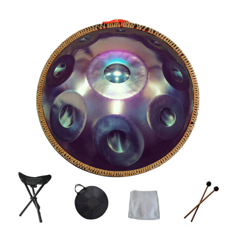 Lighteme 22 Inches 9 Notes D Minor Stainleacss Steel Handpan Drum With Rope, Available in 440 Hz