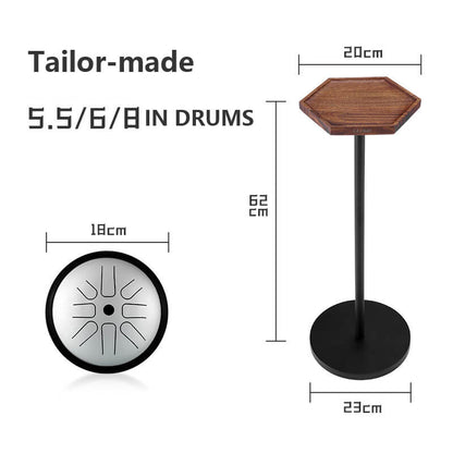 Lighteme Steel Tongue Drum Stand, Solid Wood Pallet Drum Holder, Acacia Pallet And Base, Beech Pillar, Ideal for 5.5/6/8 Inch Percussion Instrument