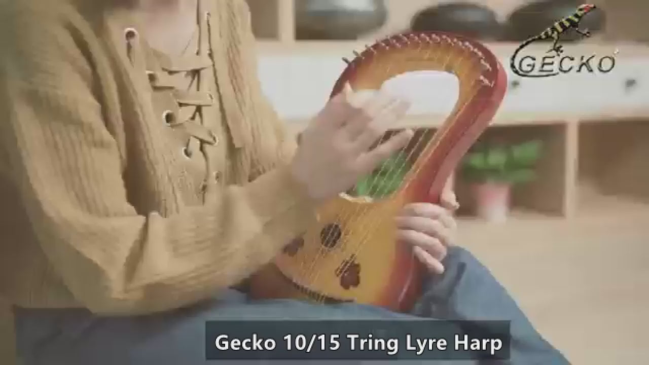 Lighteme 15 Strings Lyre Harp G Key - Curly Maple & Mahogany Core Wooden