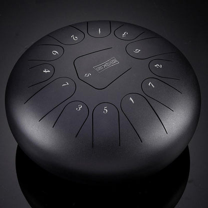 HLURU® Hand Pan Alloy Steel Tongue Drum 13 Tone C Key Round Tongue - 12 Inches / 13 Note,USB C Charger