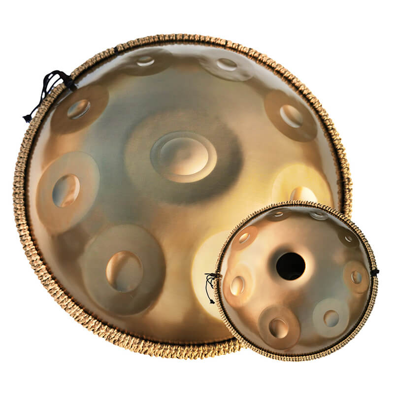 AS TEMAN Handpan Kaufen - 17 Töne d Kurd Steel Hang Drum 432 440 Hz Gold