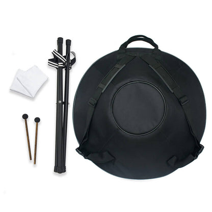 AS TEMAN Handpan Pure Black 10 Notes D Minor Scale Hangdrum with gift set