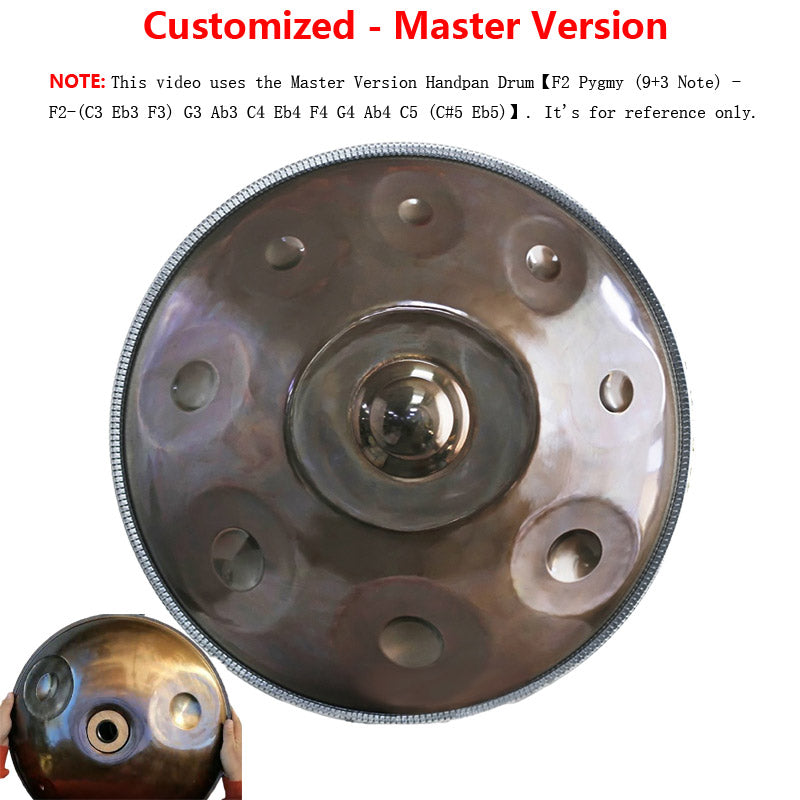 Lighteme Customized C#3 Master Version / Standard Version High-end Stainless Steel Handpan Drum, Available in 432 Hz and 440 Hz, 22 Inch 9/10/11/15/17 Notes Professional Performances Percussion Instrument