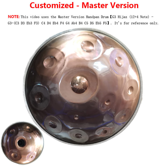 Lighteme Customized B2 Master Version High-end Stainless Steel Handpan Drum, Available in 432 Hz and 440 Hz, 22 Inch 9/10/13/15 Notes Professional Performances Percussion Instrument