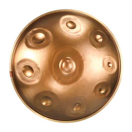  Lighteme Level A Upgrade Dazzling Gold Kurd Scale D Minor 22 Inch 9 Notes Stainless Steel Handpan Drum, Available in 440 Hz, High-end Percussion Instrument