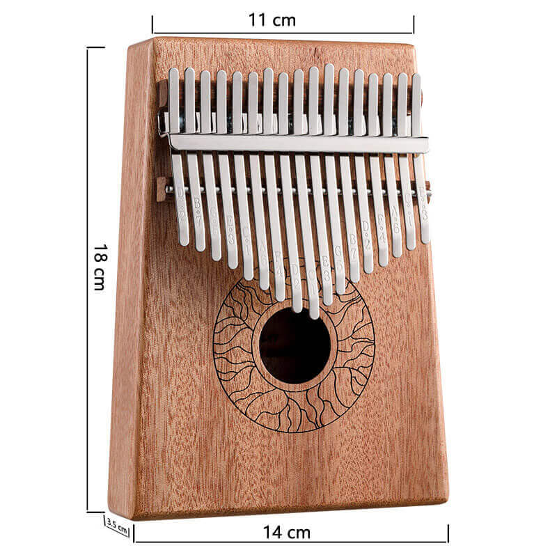 Lighteme Huashu 17 Key Hollow Kalimba Thumb Piano, Mahogany Core Round Hole Opening Box Resonace Single Board Trepanning C Tone Kalimba Instrument